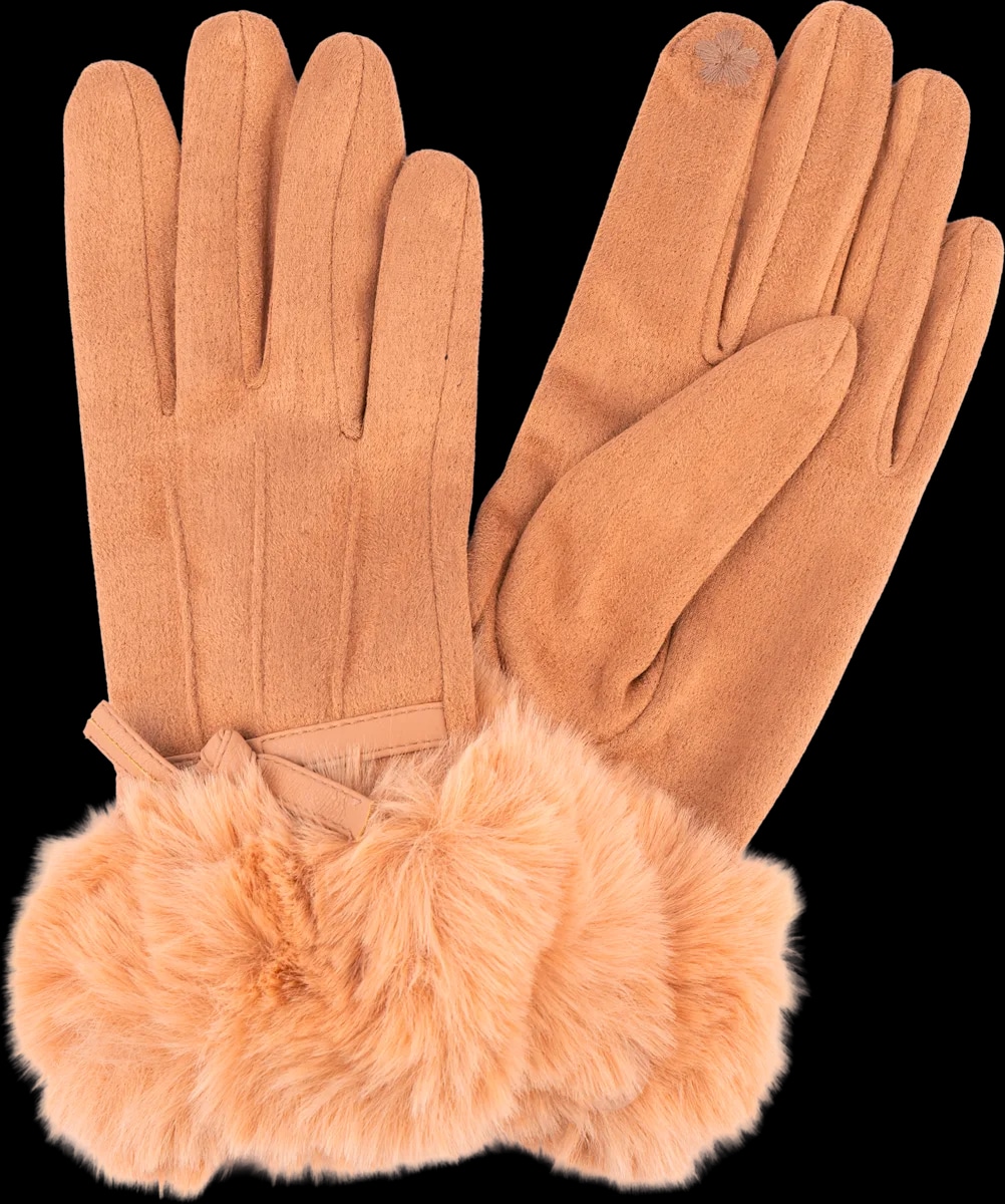 rukavice smeđe s krznom i mašnicom 1 kom.