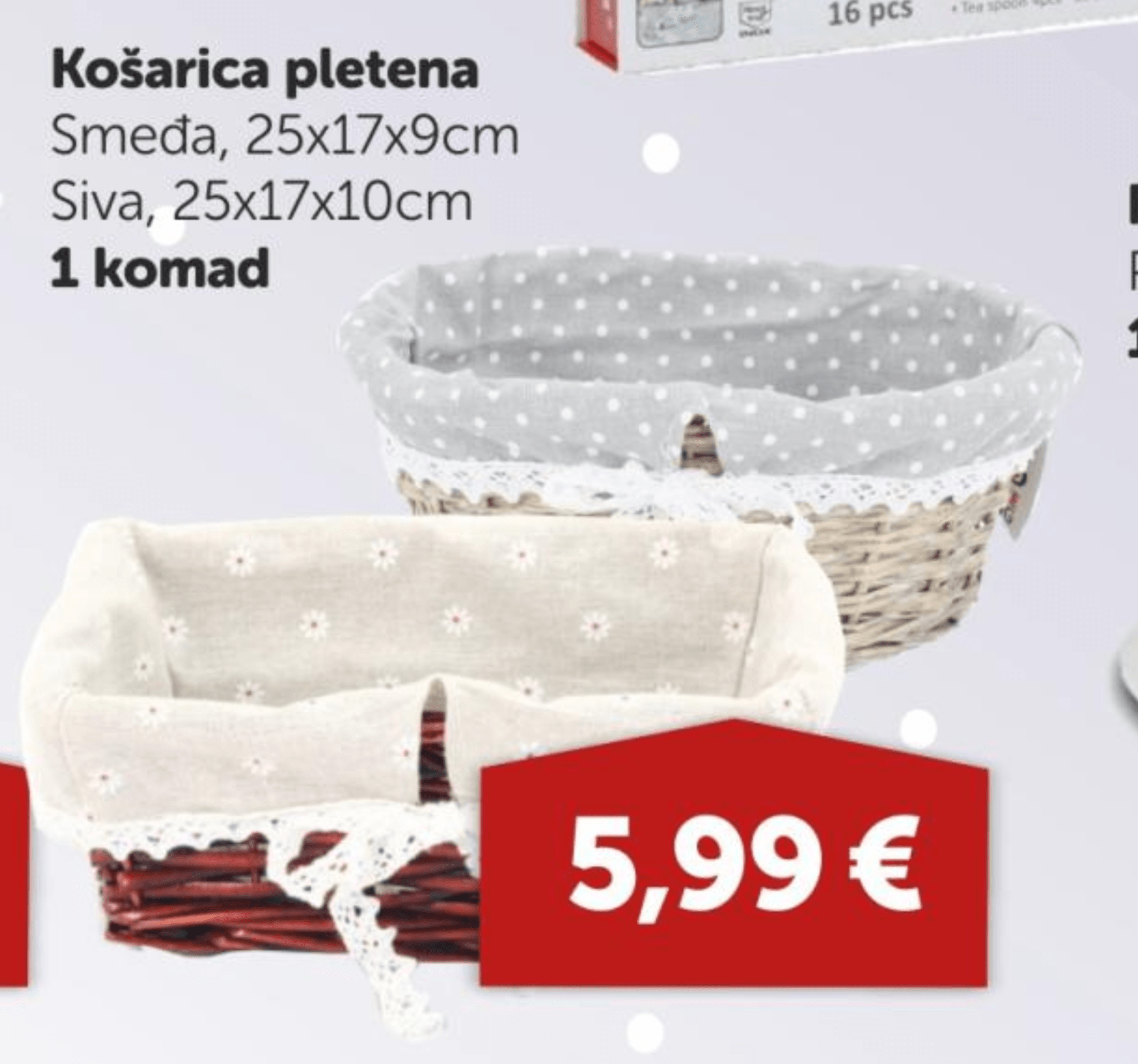 Košarica pletena 1 komad