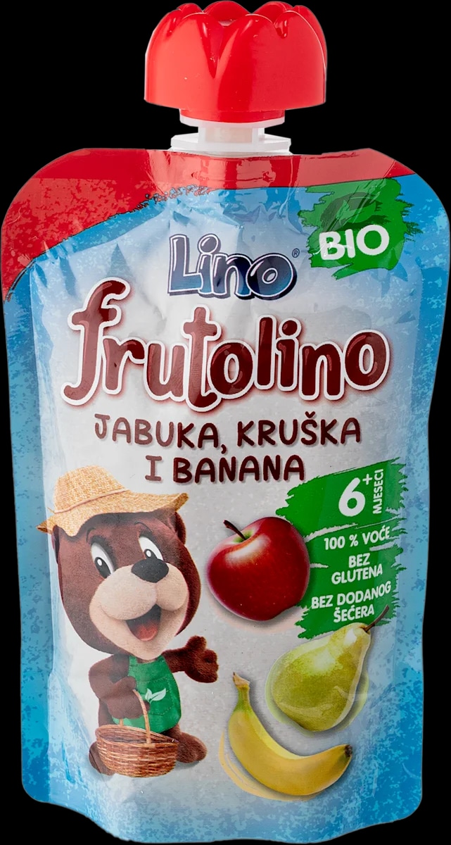 Lino frutolino EKO kašica jabuka, kruška i banana 100 g