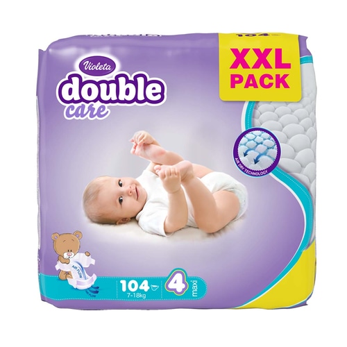 Double care, Violeta Dječje pelene 104 ili 94 kom - Akcija u trgovini Tommy