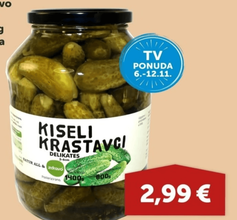 Krastavci Zdravo Delikates 1400 g / 800 g ocijeđena masa