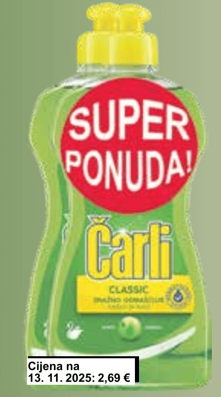 Deterdžent za ručno pranje posuđa Čarli 2 x 450 ml