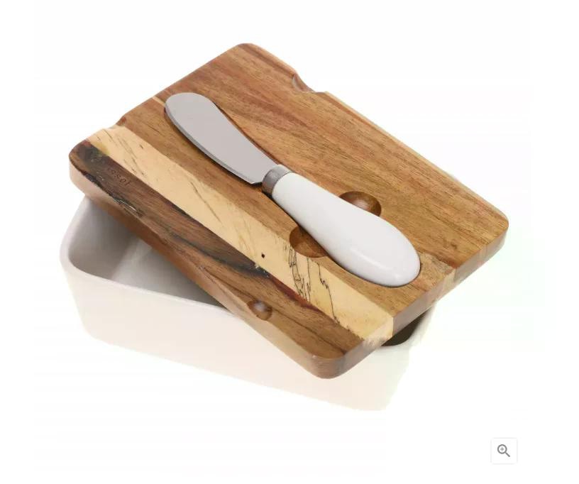 Posuda za maslac od porculana i nož za mazanje 1 set - Akcija u trgovini Ribola