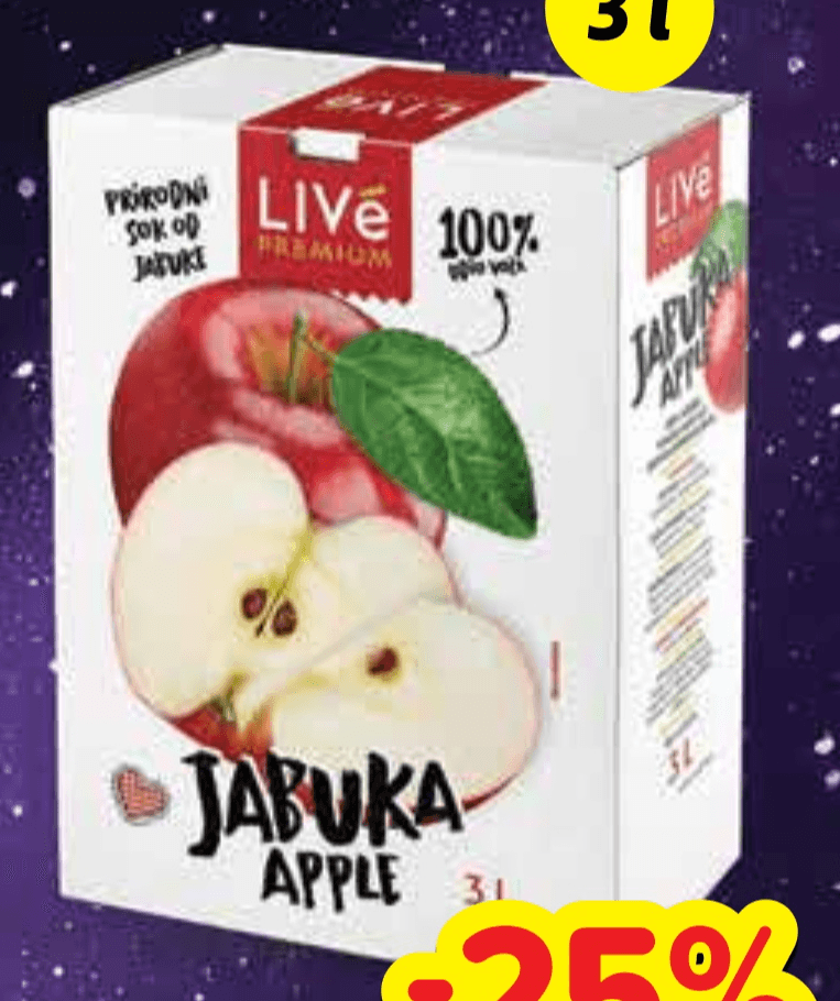 Live 100% jabučni sok 3 l