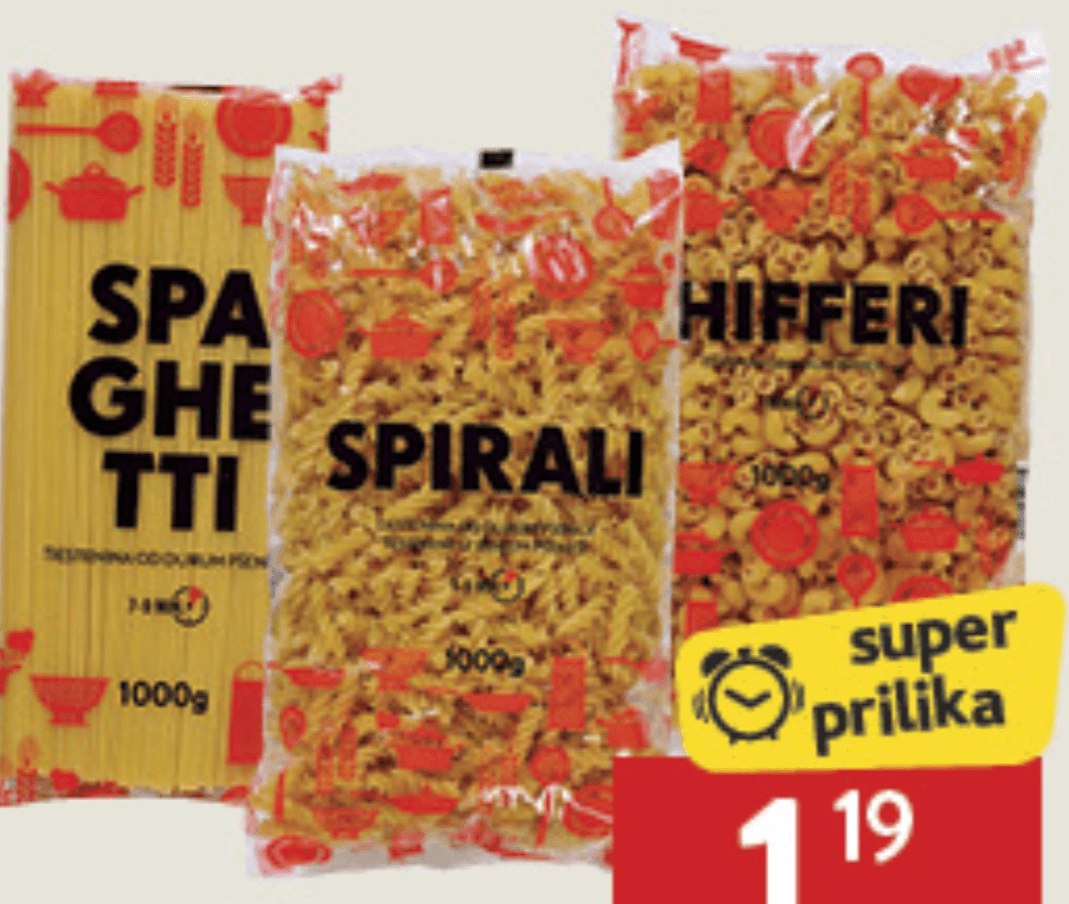 Tjestenina 1kg - Akcija u trgovini Konzum