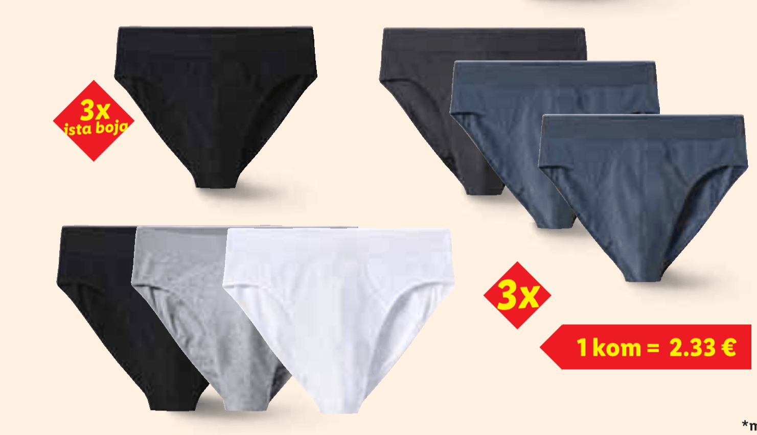 Esmara MEN® Muške gaće 3 komada u setu - Akcija u trgovini Lidl