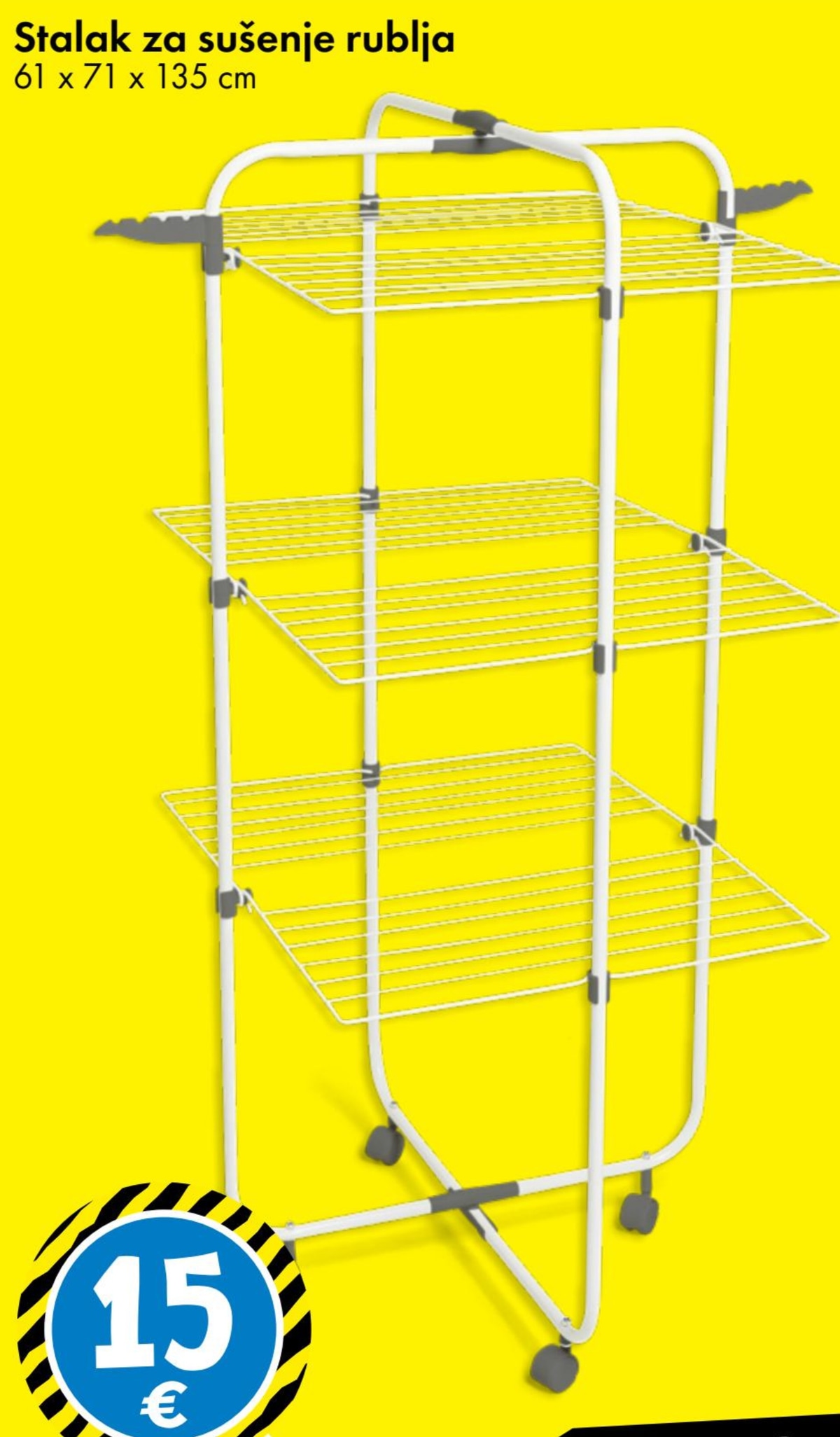 Stalak za sušenje rublja 61 x 71 x 135 cm - Akcija u trgovini Tedi