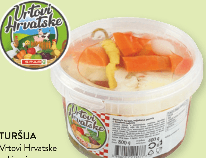Turšija Vrtovi Hrvatske 740 g, ocijeđena masa 400 g - Akcija u trgovini Spar