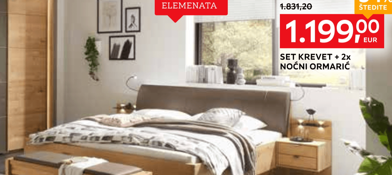 Set krevet + 2x noćni ormarić