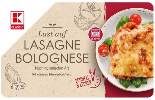 Lazanje Bolognese 1000 g K Classic - Akcija u trgovini Kaufland