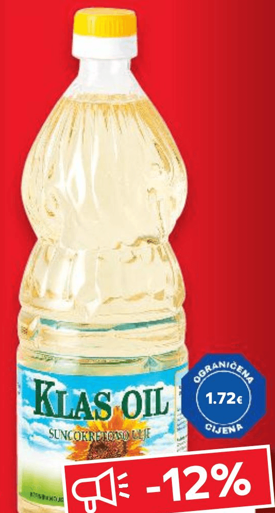 KLAS OIL Suncokretovo ulje 1 L - Akcija u trgovini Kaufland