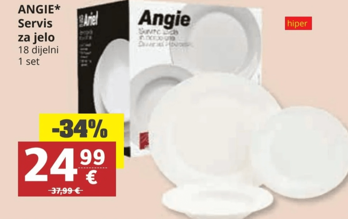 Angie Servis za jelo 18 dijelni, 1 set - Akcija u trgovini Ribola