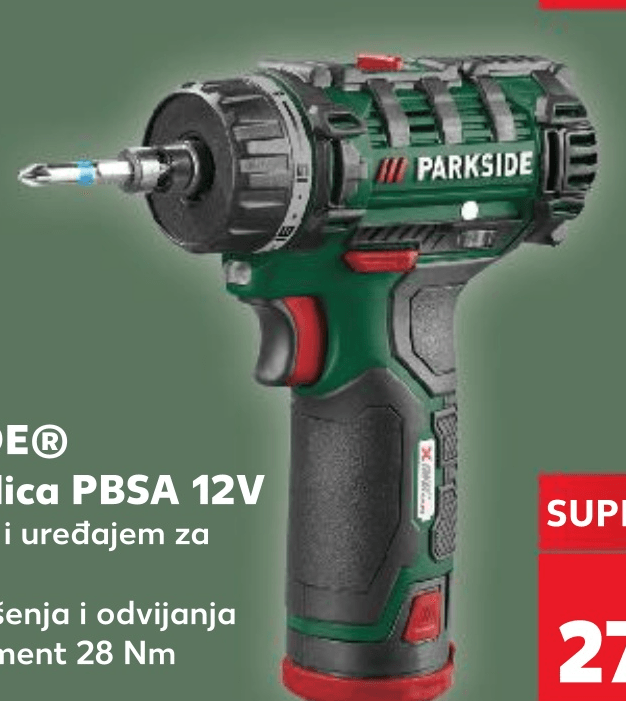 Parkside Aku bušilica PBSA 12V - Akcija u trgovini Kaufland