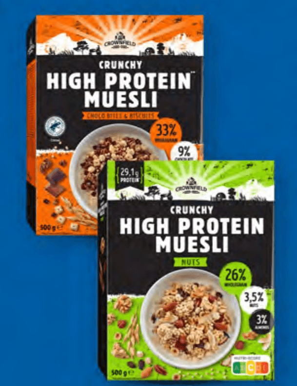 Crownfield High protein muesli 500 g Akcija u trgovini Lidl