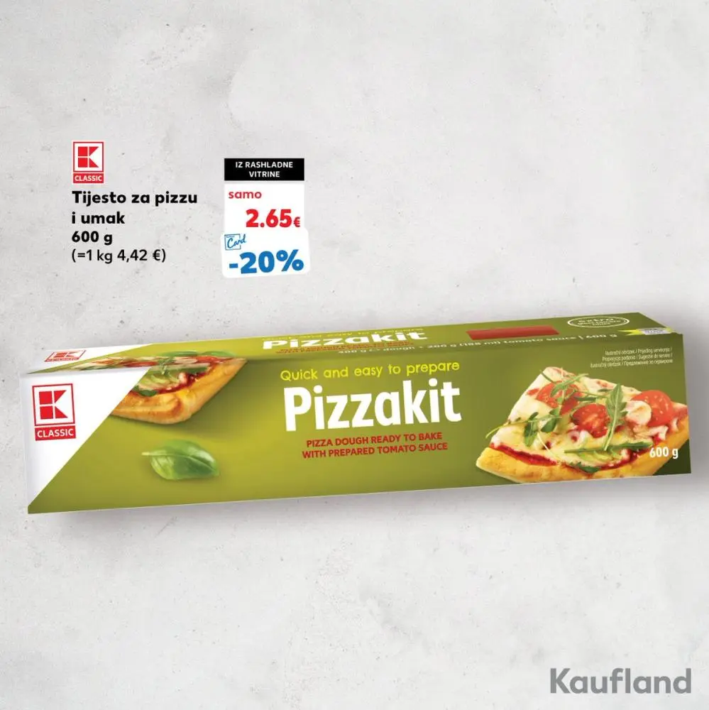 Pizzakit tijesto za pizzu i umak 600 g Classic Akcija u trgovini Kaufland
