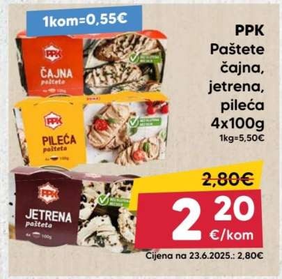 PPK Paštete 4x100g - Akcija u trgovini Pivac