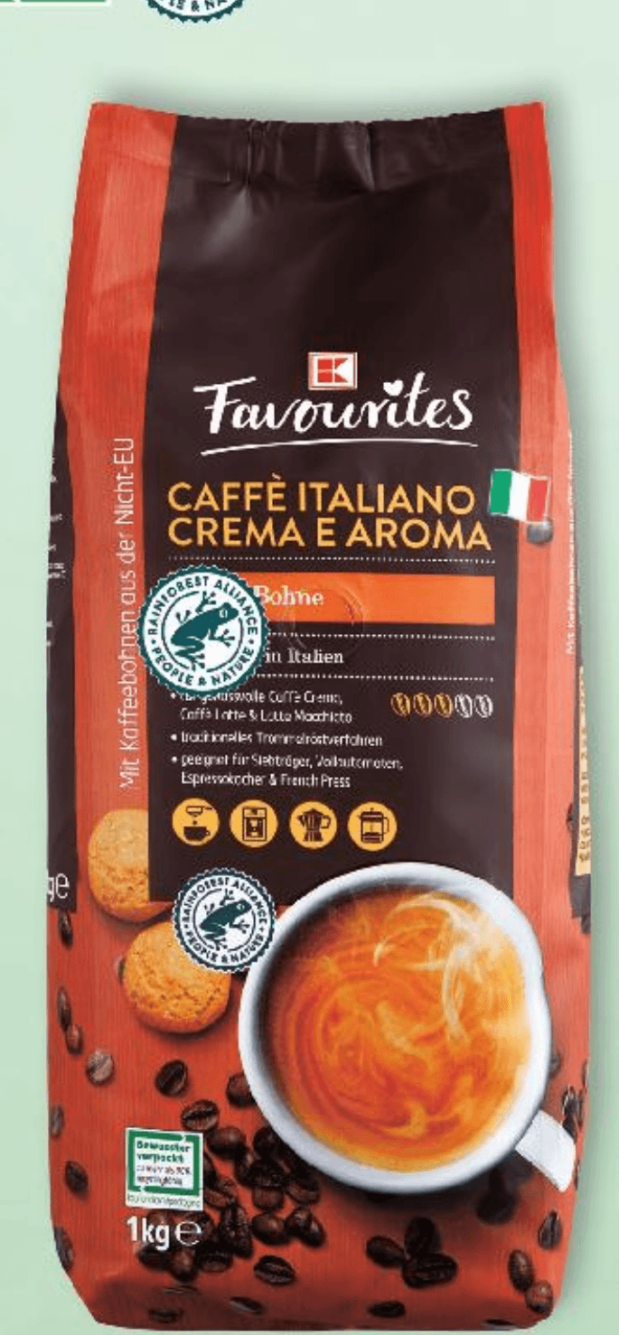 Favourites Kava u zrnu Caffè Italiano Crema e Aroma 1000 g - Akcija u trgovini Kaufland