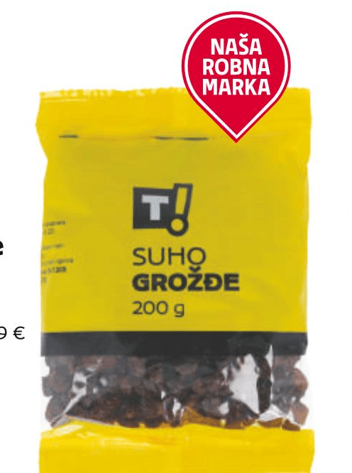 T! Suho grožđe 200 g Akcija u trgovini Tommy