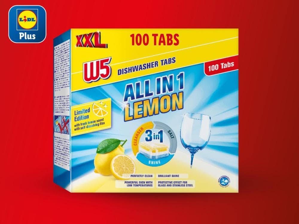 W5 Tablete za perilicu posuđa XXL 100 x 15.25 g Akcija u trgovini Lidl