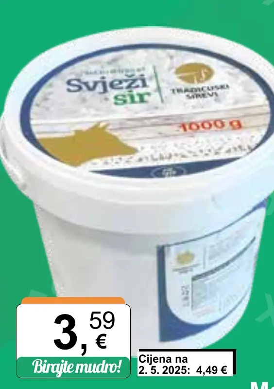 Svježi sir 1 kg Akcija u trgovini KTC