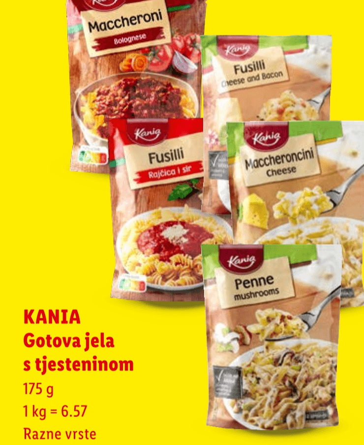 KANIA Gotova jela s tjesteninom 175 g - Akcija u trgovini Lidl