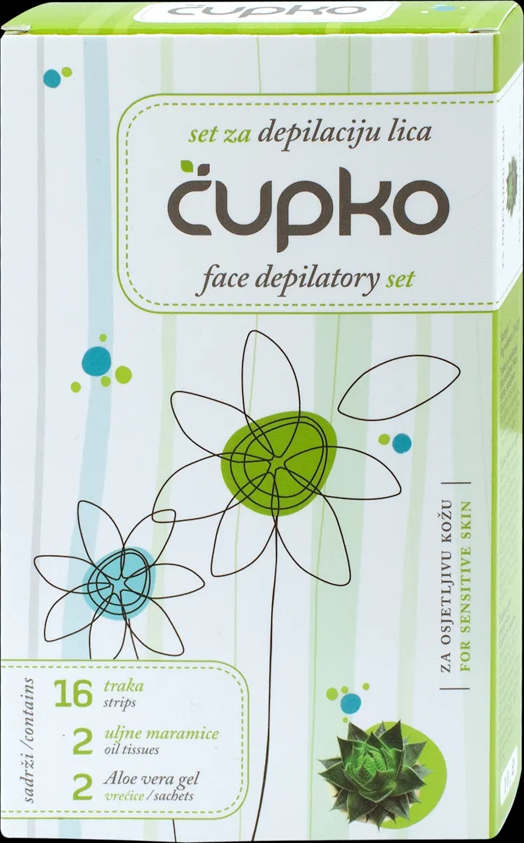 Čupko set za depilaciju lica 16 strips, 2 wipes, 2 aloe vera gel - Akcija u trgovini Kaufland
