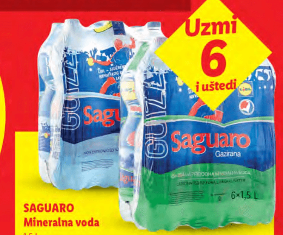 Saguaro mineralna voda 1.5 L Akcija u trgovini Lidl