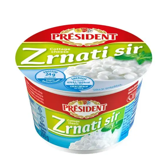 President svježi zrnati sir 200 g Akcija u trgovini Trgovina Krk