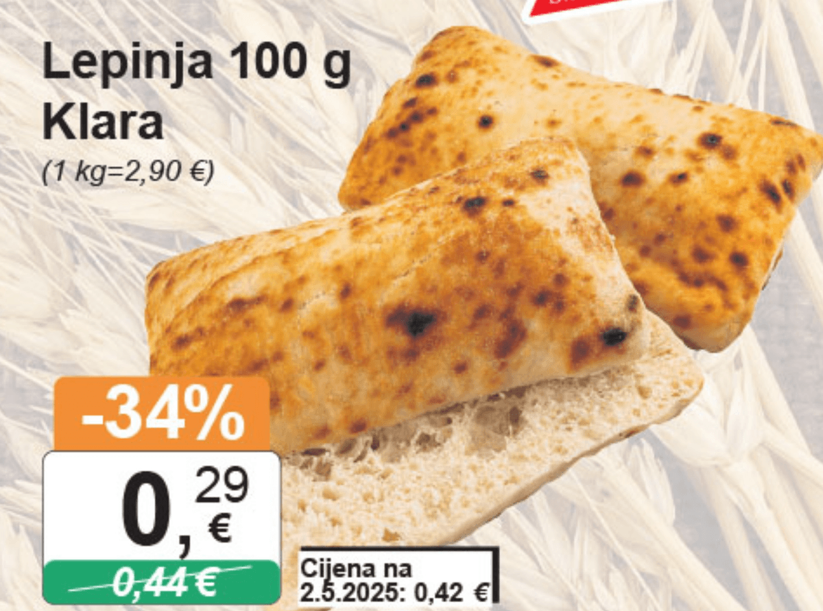 Klara lepinja 100 g Akcija u trgovini KTC