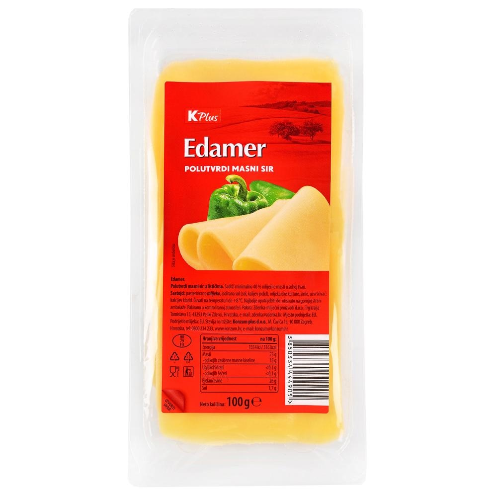 K Plus Gauda, Edamer sir 100g - Akcija u trgovini Konzum