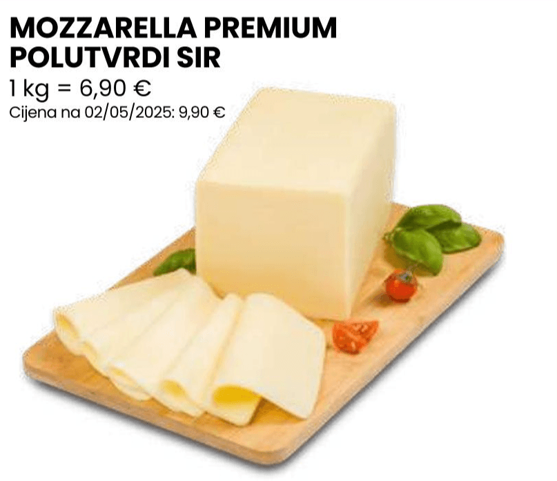 Mozzarella polutvrdi sir Akcija u trgovini Eurospin