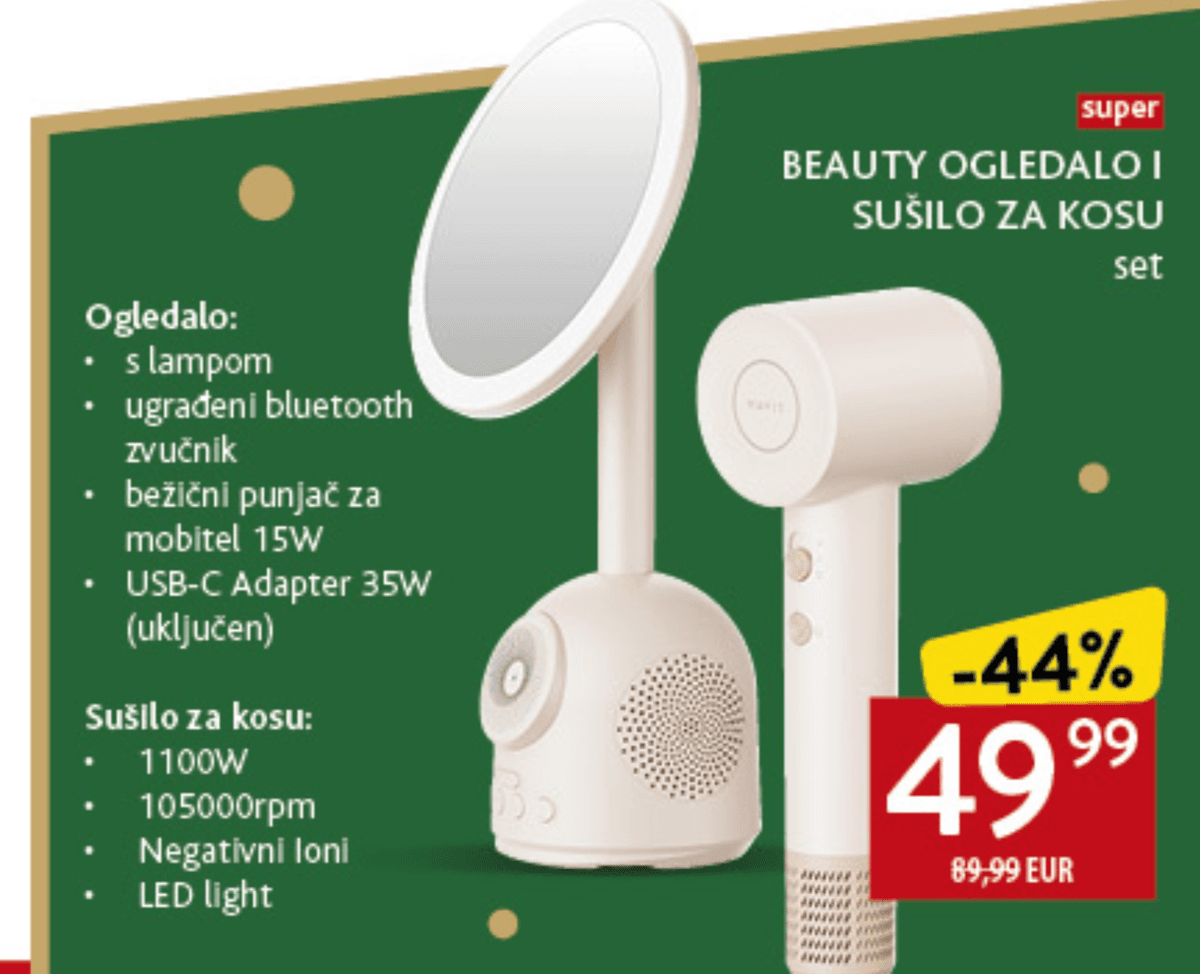 Beauty Ogledalo i Sušilo za kosu set Akcija u trgovini Konzum