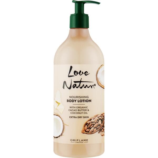 Love Nature hranjivi losion za tijelo s organskim kakao maslacem i kokosovim uljem 750 ml Akcija u trgovini Oriflame