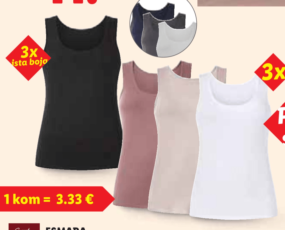 Esmara Ženske potkošulje 3 komada u setu - Akcija u trgovini Lidl