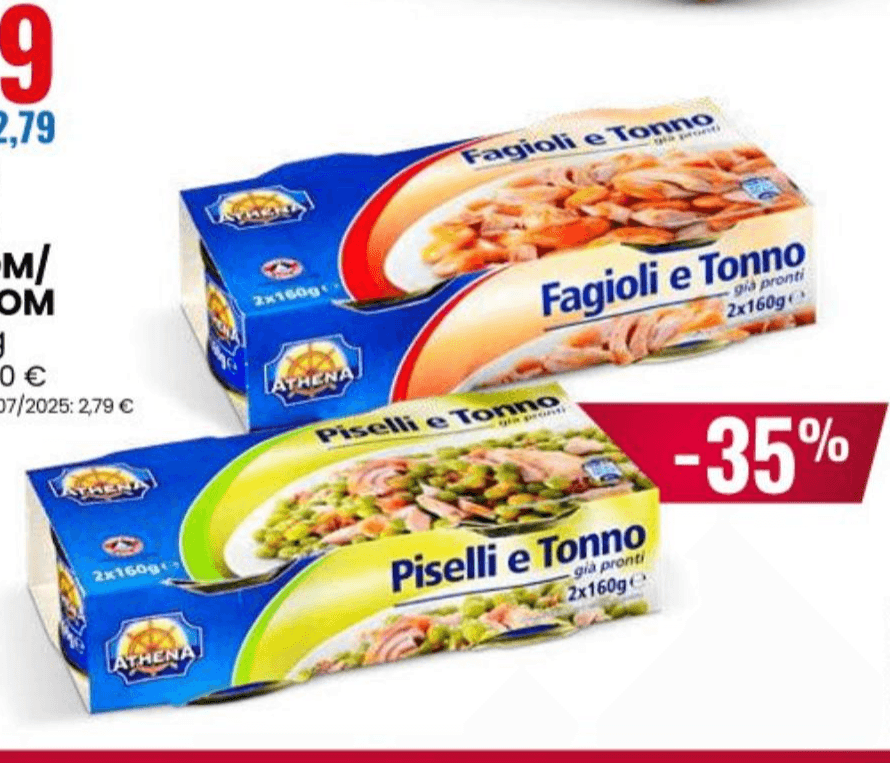 Athena Tuna s grahom/graškom 2 x 160 g - Akcija u trgovini Eurospin