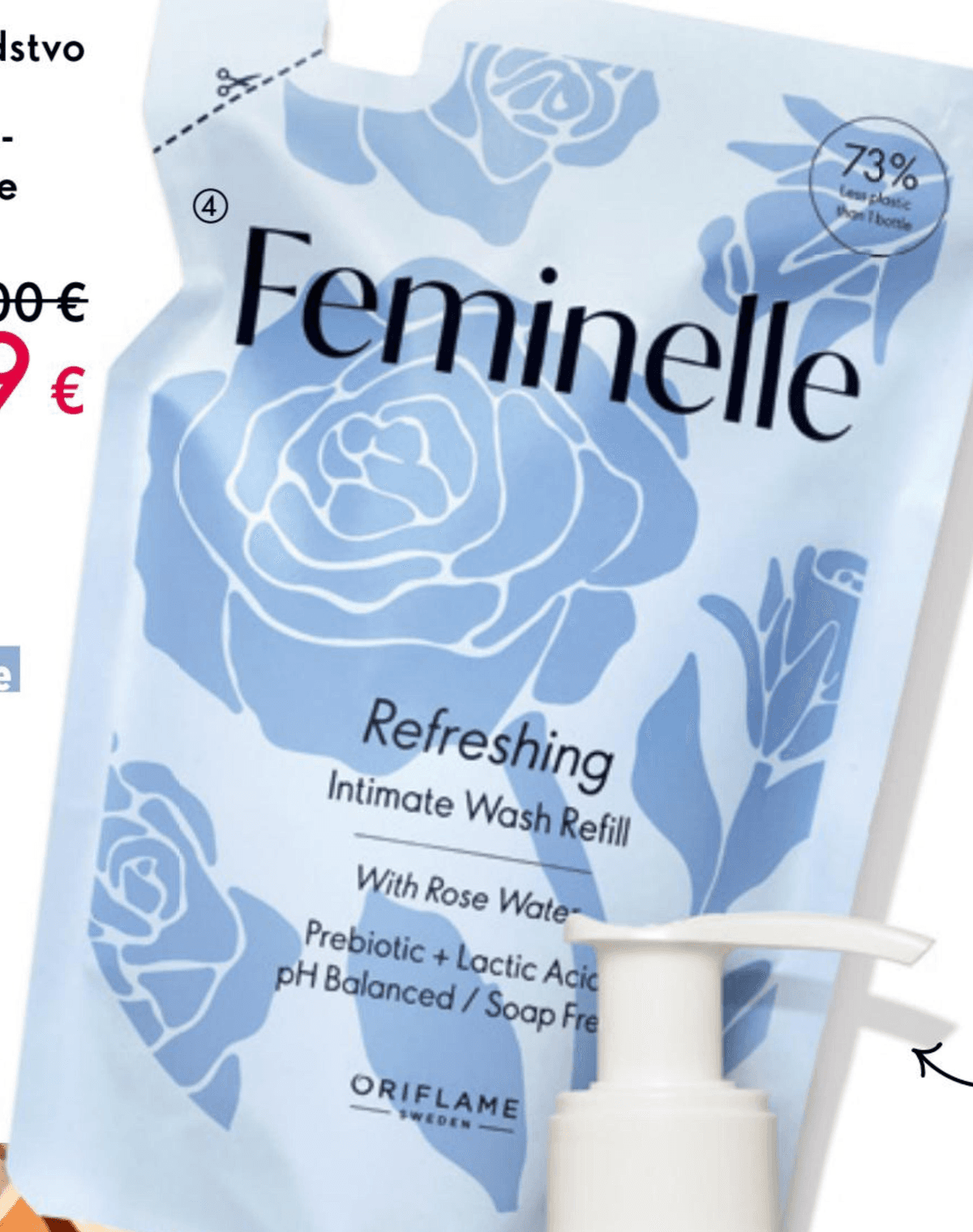 Feminelle osvježavajuće sredstvo za intimnu njegu s ružinom vodicom – zamjensko punjenje 300 ml Akcija u trgovini Oriflame