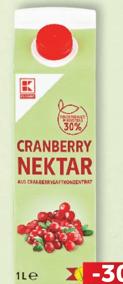 Voćni nektar Cranberry 1 L K Classic - Akcija u trgovini Kaufland