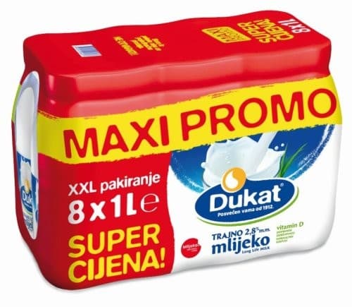 Dukat trajno mlijeko 8x 1 l Akcija u trgovini Plodine