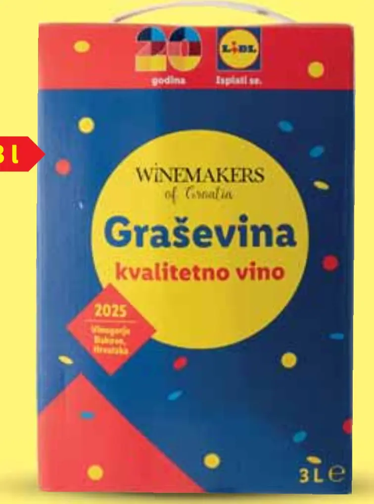 Winemakers of Croatia Graševina 3 l Akcija u trgovini Lidl