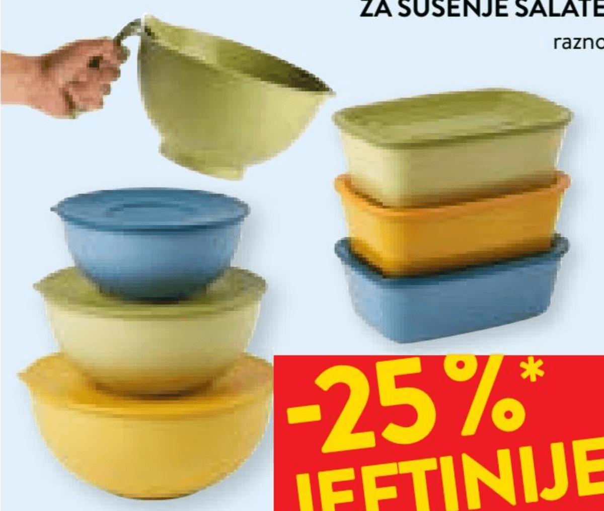 Guzzini pojedinačna posuda, set posuda, cjedilo i posuda za sušenje salate - Akcija u trgovini Spar