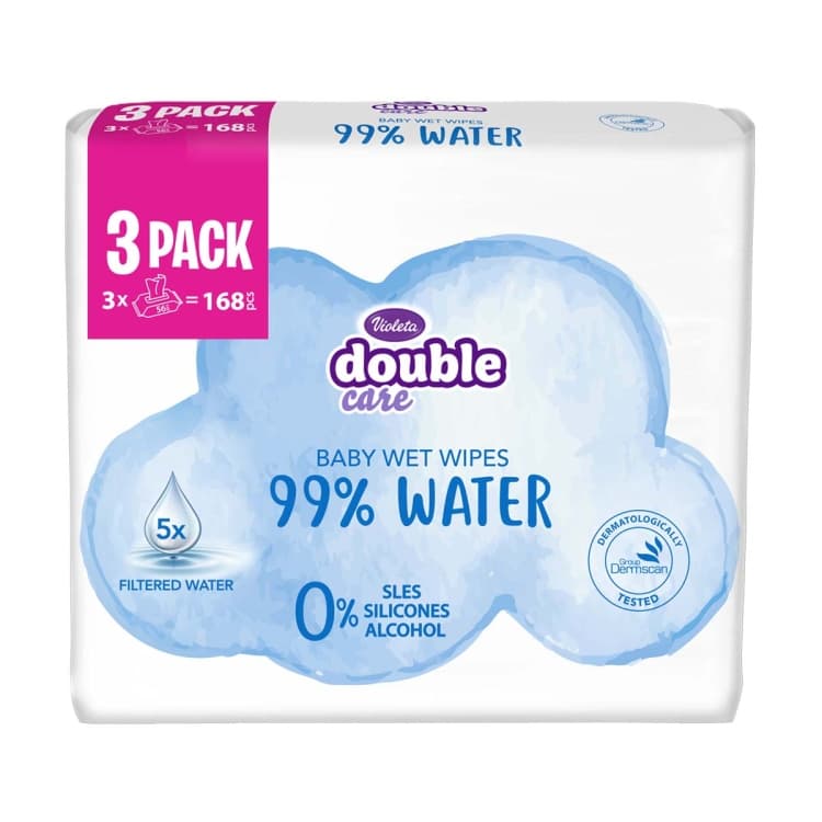 Violeta dječje vlažne maramice 99% voda 3 x 56 kom Akcija u trgovini Ribola