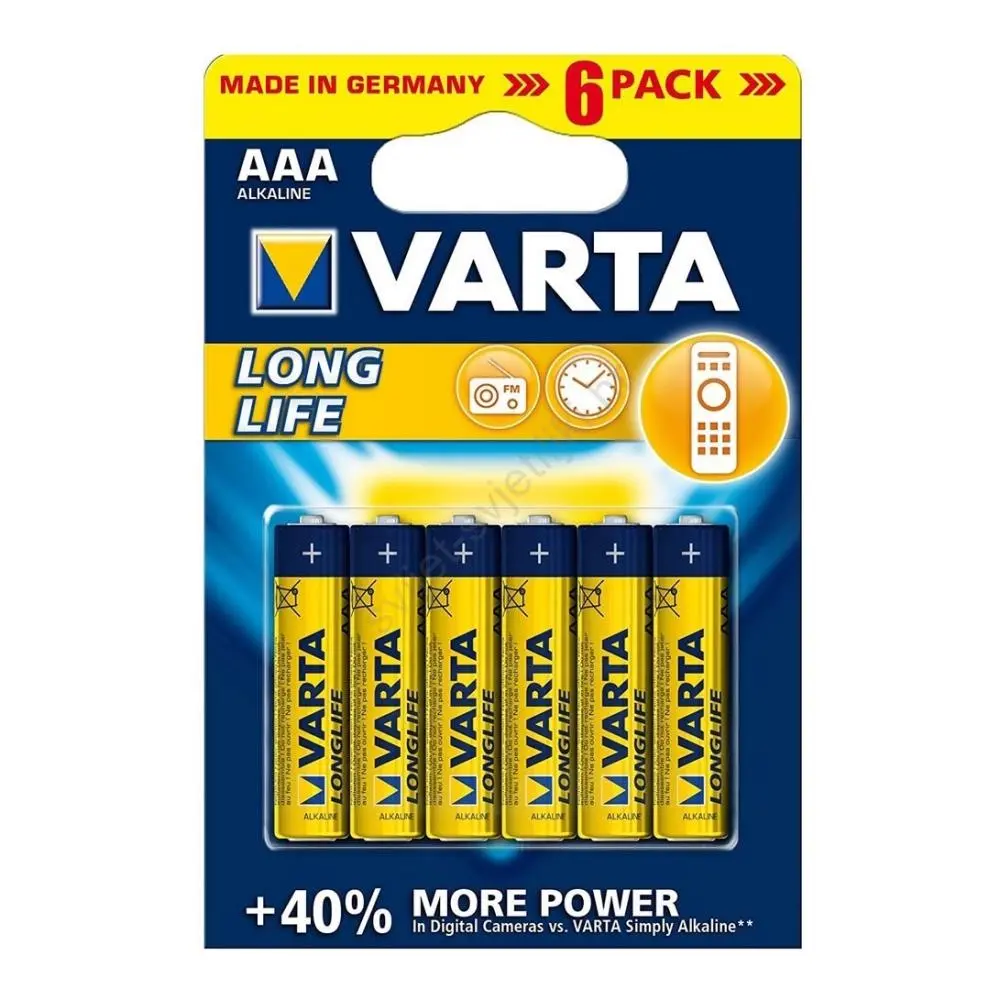 Baterije Varta Longlife AA ili AAA 6 kom u pakiranju Akcija u trgovini Spar