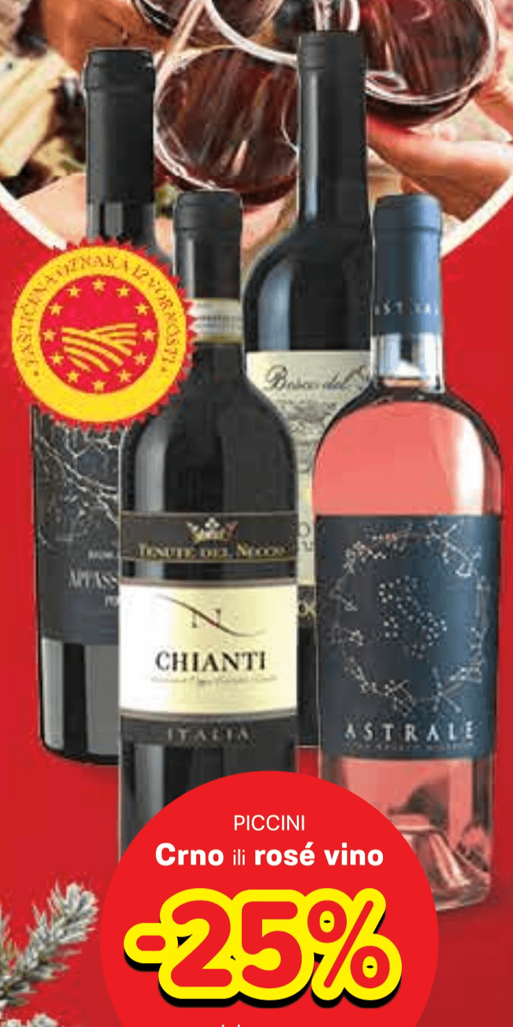 Crno ili rosé vino 0,75 l PICCINI Akcija u trgovini Plodine