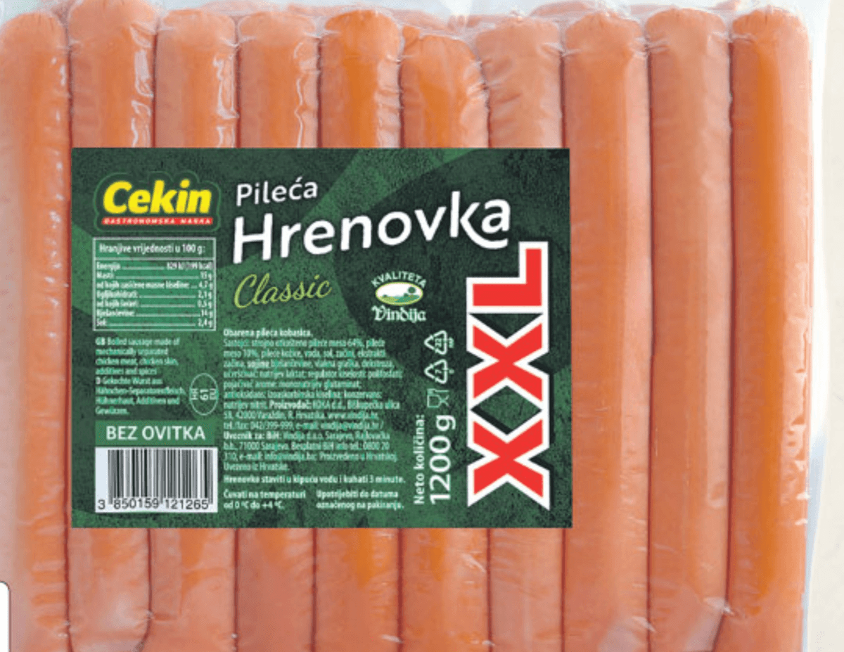 Vindija Cekin pileća hrenovka XXL 1200 g Akcija u trgovini KTC
