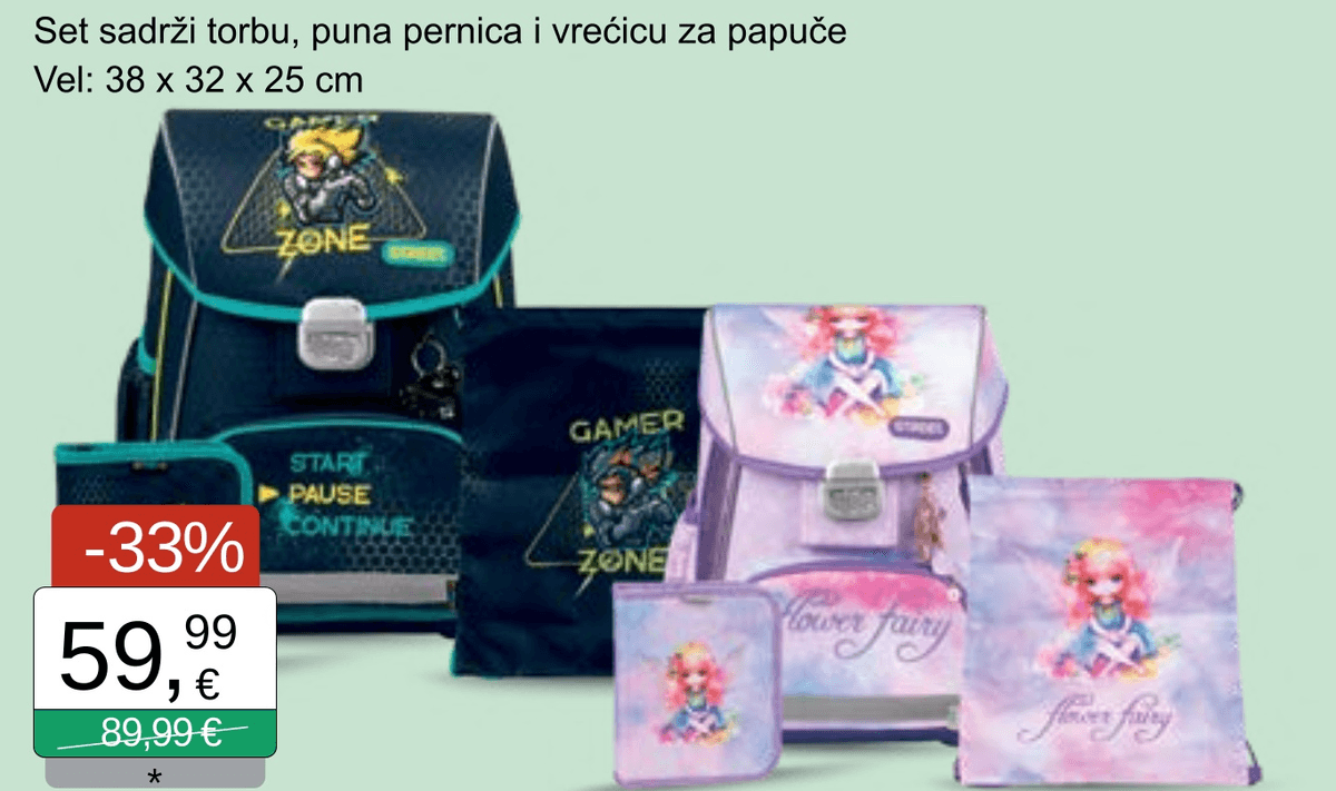 Prvoškolska anatomska torba set Street - Akcija u trgovini KTC