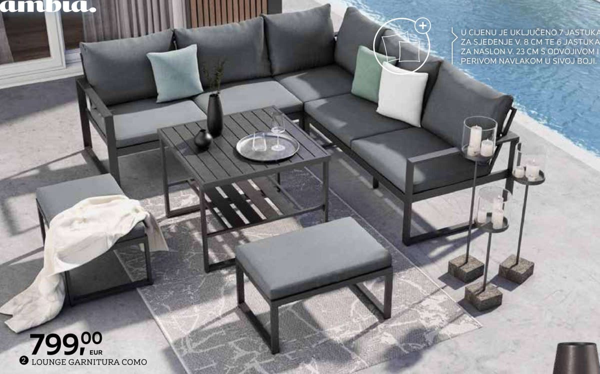 Lounge garnitura Como Akcija u trgovini Lesnina