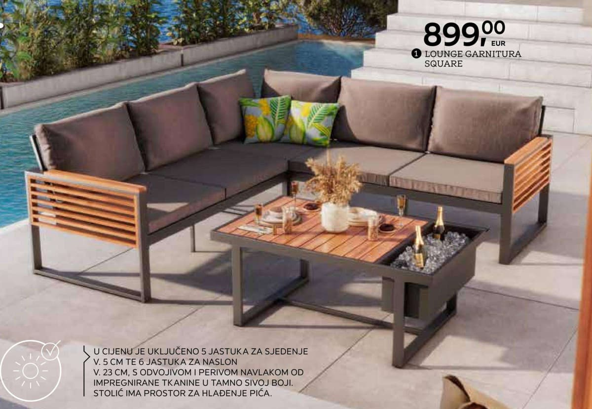 Lounge garnitura Square Ambia Garden Akcija u trgovini Lesnina