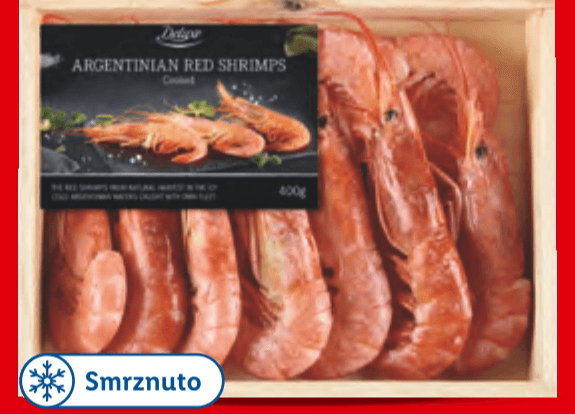 Argentinske crvene kozice 400 g Akcija u trgovini Lidl