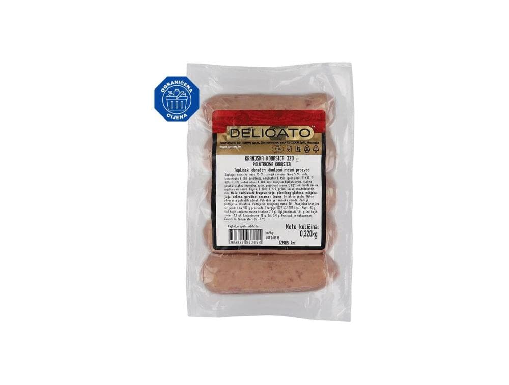 Delicato Kobasica Kranjska 320 g Akcija u trgovini Tommy