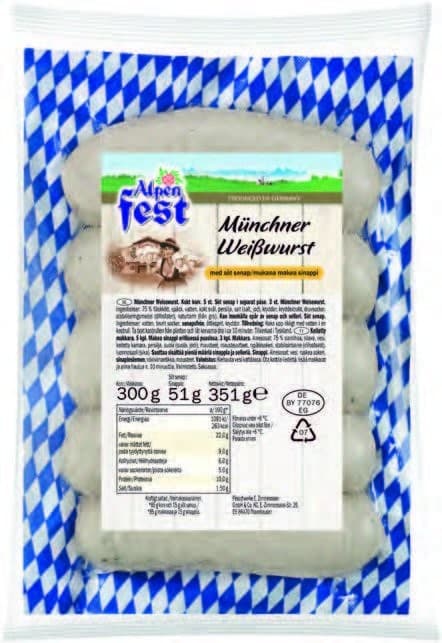 Alpenfest Bijele kobasice na bavarski način 351 g Akcija u trgovini Lidl